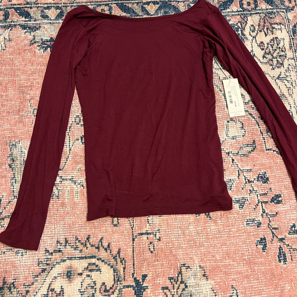 Reversible Scoop Long Sleeve Top Burgundy